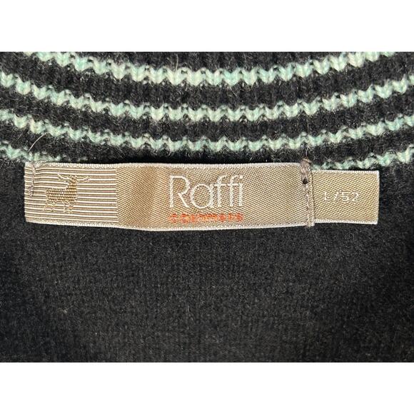 Raffi Cashmere Sweater Chic Timeless Luxury Pullover 1/4 Zip Men's Black Large - Picture 6 of 7